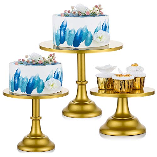 NUPTIO 3 Teiliges Tortenständer Set Rund Metall Cupcake Ständer Dessert kuchenstand mit Schlichtem Design, Gold von NUPTIO