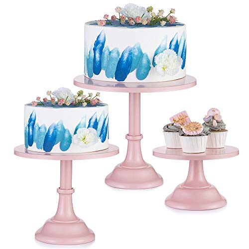 NUPTIO 3 Teiliges Tortenständer Set Rund Metall Cupcake Ständer Dessert kuchenstand mit Schlichtem Design, Rosa von NUPTIO