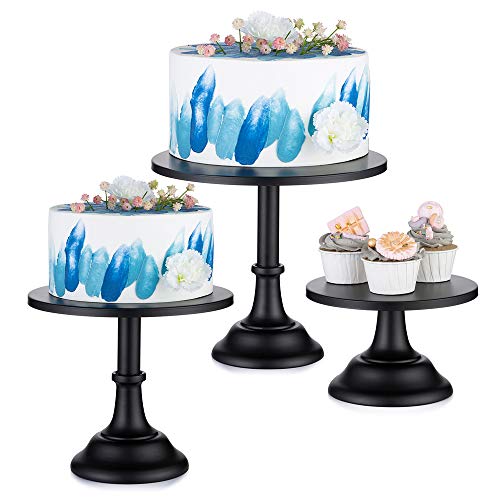 NUPTIO 3 Teiliges Tortenständer Set Rund Metall Cupcake Ständer Dessert kuchenstand mit Schlichtem Design, Schwarz von NUPTIO