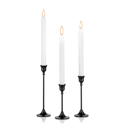 Nuptio 3 Stück Schwarzer Kerzenhalter Konus Kerzenhalter für Esstisch, Kerzenhalter für Konische Kerzen, Dekoratives Herzstück für Die Einweihungsfeier der Weihnachtsfeier von NUPTIO