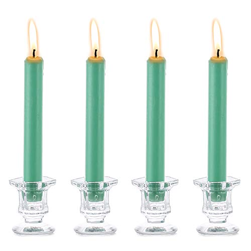 NUPTIO 4 Stück Klarglas Taper Kerzenhalter, Dekorative Taper Kerzenhalter für Hochzeit, Abendessen, Party von NUPTIO