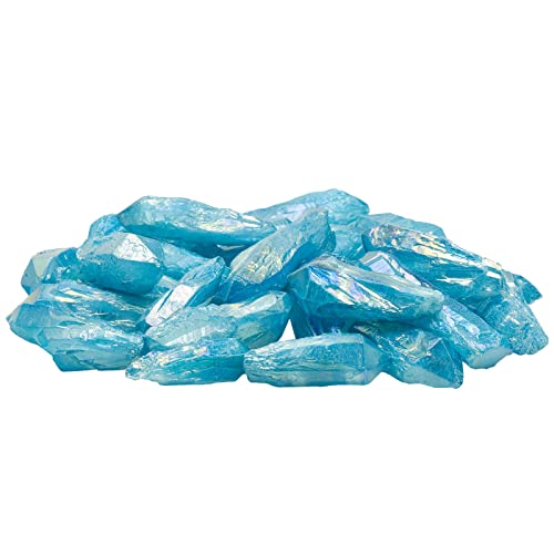 Nupuyai 1 lb unregelmäßige Form Titanbeschichteter Natürlicher Bergkristall Kristall Punkte Rohstein Heilende Kristallstäbe für Schmuckherstellung und Dekoration von Nupuyai