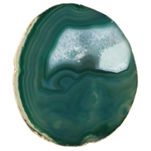 Nupuyai 2 Stück Grüner Achat Stein Scheiben Kristall Set, Achat Geode Edelstein Scheiben Flache Steine für Kerzenständer, Kunstwerke, Hochzeit Home Decoration von Nupuyai