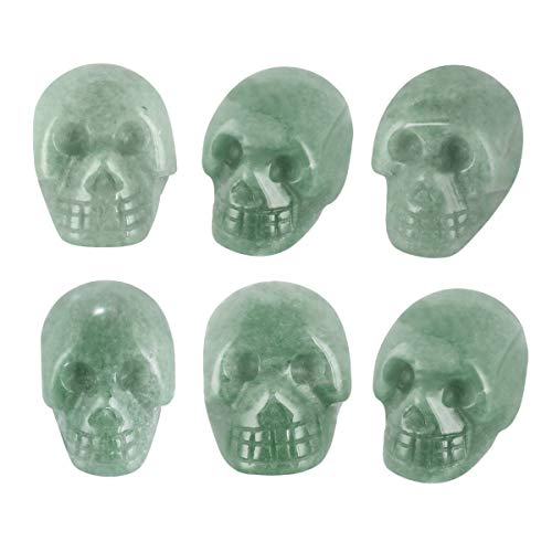 Nupuyai 6er Set Kristallschädel Edelstein Totenkopf Skulptur Handgeschnitzt Kristall Schädel Heilstein Statue Figur Reiki Dekoration von Nupuyai