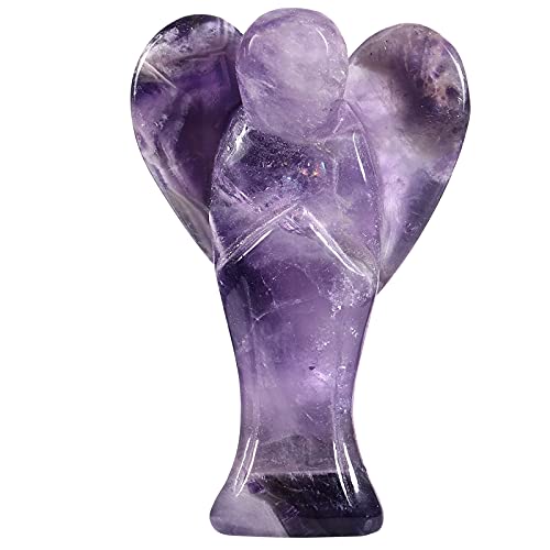 Nupuyai 7.3cm Amethyst Edelstein Engel Figur Stein Schutzengel Figur Deko Jade Taschenengel Glücksbringer für Liebe von Nupuyai