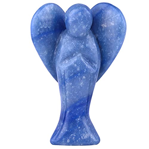 Nupuyai 7.3cm Edelstein Engel Figur Stein Schutzengel Figur Deko Jade Taschenengel Glücksbringer für Liebe（Blauer Aventurin） von Nupuyai