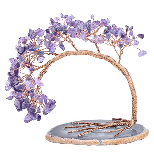 Nupuyai Amethyst Kristall Baum Feng Shui Edelstein Baum Lebensbaum, Glücksbaum, Geldbaum Geschenk, Hochzeit, Deko, 4.5-5.2 Zoll von Nupuyai