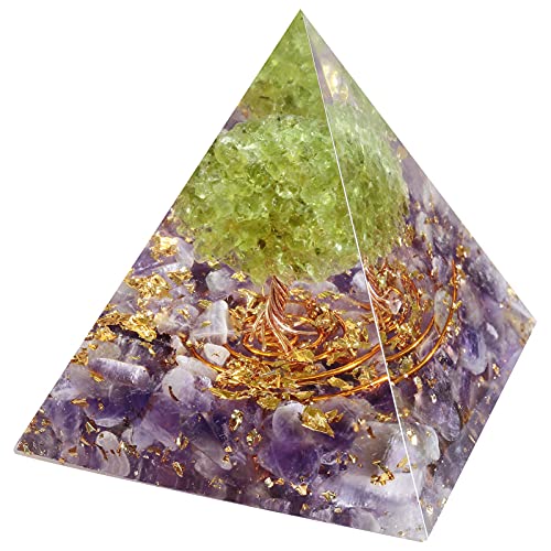 Nupuyai Amethyst Kristall Pyramide Baum des Lebens Edelstein Pyramide Deko für Yoga Meditation, Zimmer, Wohnzimmer, Feng Shui Deko von Nupuyai