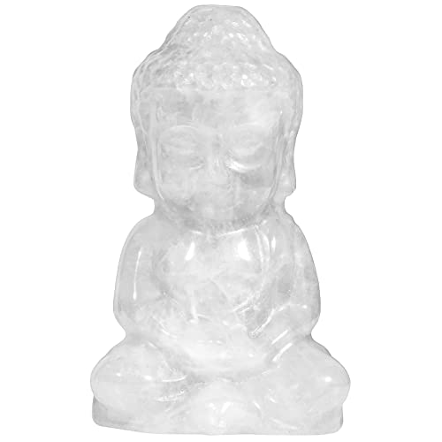 Nupuyai Bergkristall Kleiner Süßer Buddha Figur Sitzend Edelstein Kristall Glücksbuddha Heilstein Statue Glücksbringer Feng Shui, Zen Deko und Meditation von Nupuyai