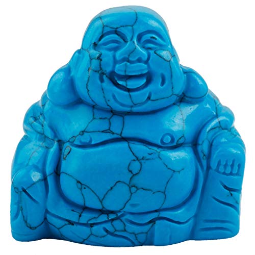 Nupuyai Blau Howlith Türkis Lachender Buddha Figur Edelstein Kristall Glücksbuddha Heilstein Glücksbringer Feng Shui Dekoration von Nupuyai