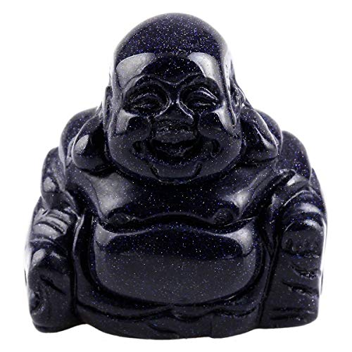 Nupuyai Blau Sandstein Lachender Buddha Figur Edelstein Kristall Glücksbuddha Heilstein Glücksbringer Feng Shui Dekoration von Nupuyai