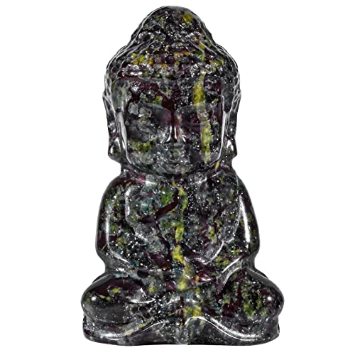 Nupuyai Drachenblutstein Kleiner Süßer Buddha Figur Sitzend Edelstein Kristall Glücksbuddha Heilstein Statue Glücksbringer Feng Shui, Zen Deko und Meditation von Nupuyai