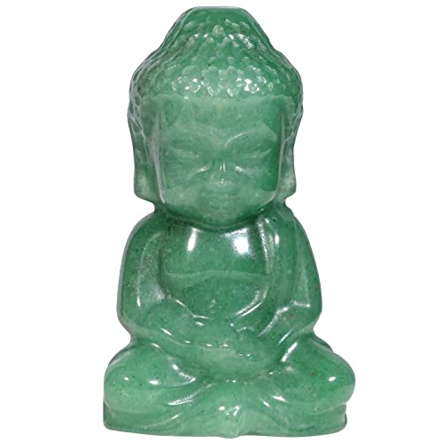 Nupuyai Grün Aventurin Kleiner Süßer Buddha Figur Sitzend Edelstein Kristall Glücksbuddha Heilstein Statue Glücksbringer Feng Shui, Zen Deko und Meditation von Nupuyai