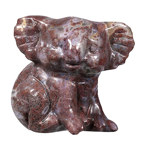 Nupuyai Indischer Achat Stein Koala Figur Klein Deko Kristall Edelstein Figuren Tier Koalabär Statue Heilstein Glücksbringer Geschenk Taschensteine Fengshui Deko von Nupuyai