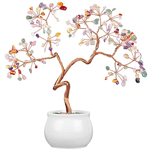 Nupuyai Kristall Baum Feng Shui Edelstein Baum mit Keramische Basis, Glücksbaum, Geldbaum Geschenk, Hochzeit Deko für viel Glück 8-9,5 Zoll von Nupuyai