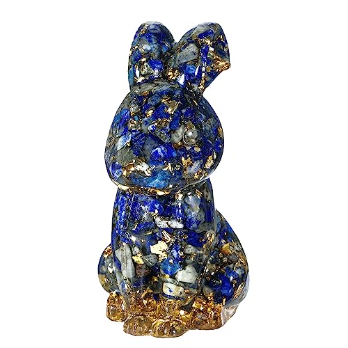 Nupuyai Kristall Hase Figur Deko Harz Stein Kaninchen Statue Edelstein Figuren Tiere Heilstein Glücksbringer Talisman Reiki Fengshui Deko, Lapislazuli von Nupuyai