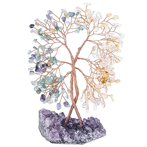 Nupuyai Kristallbaum Feng Shui Geldbaum Baum des Lebens Edelstein Baum mit Amethyst Druse Stein Base für Glück und Heimdeko von Nupuyai