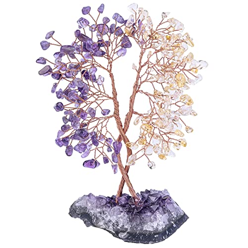 Nupuyai Kristallbaum Feng Shui Geldbaum Baum des Lebens Edelstein Baum mit Amethyst Druse Stein Base für Glück und Heimdeko von Nupuyai