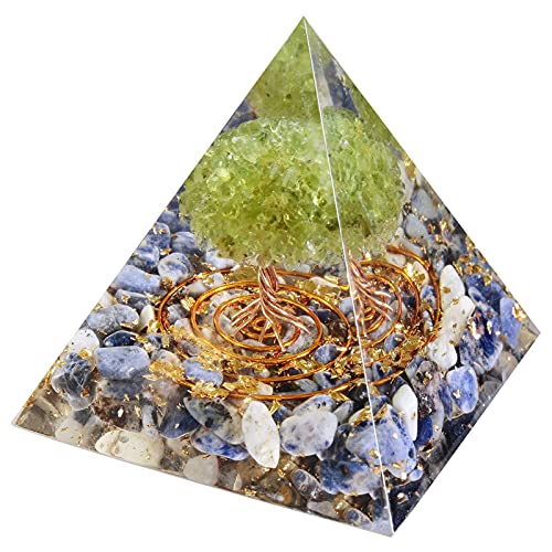 Nupuyai Sodalith Kristall Pyramide Baum des Lebens Edelstein Pyramide Deko für Yoga Meditation, Zimmer, Wohnzimmer, Feng Shui Deko von Nupuyai