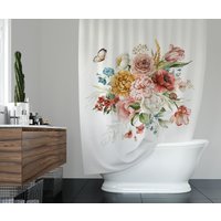 Duschvorhang, Duschvorhang Mit Schmetterling, Boho Chic Großer Blumenstrauß von NurNurDesign