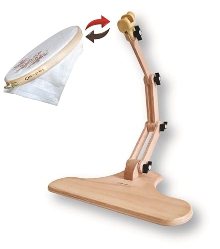 Nurge Verstellbarer Stickerei Tischständer Kreuzstich Hoop Ständer Stickrahmen Halter Handpoliert Naturholz (190-4 Stickständer) von Nurge