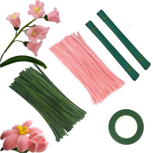 200 Stk Pfeifenputzer Zum Basteln, Pfeifenreiniger Blumen Set, 2 Farben (Macaron Rosa,Moosgrün), Pfeifenputzer Zum Basteln Blumen 30cm, Pfeifenreiniger Grün Basteldraht, Für Kreative Diy Projekte von Nurila