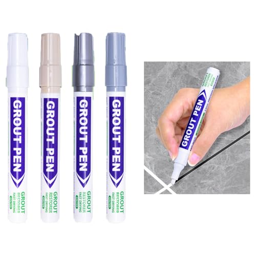 Nurila 4 Farben Fugenstift Set,2MM Fugenstift Fugenmörtel Restaurierung Stift(Weiß, Grau, Beige, Silber) für Fliesen Im Badezimmer, Fugen Reparatur Für Fliesen Wand Bodenfliesenfuge Boden Küchen von Nurila