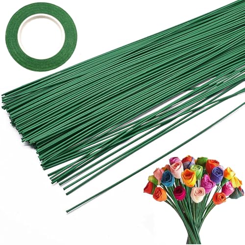 Nurila 50 Stk Blumendraht(2.2mm*30cm) Mit Rollen Floristenband, Blumendraht Zum Basteln, Pfeifenreiniger Blumen für Wrapping Blumensträuße Und Floralen Handwerkenkünstlichen Blumen Blumenkranz von Nurila