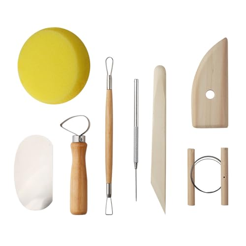 Nurila 8 Stück Modellier-Werkzeug Set,Töpferset Holz Keramik Ton Werkzeuge Set,Für Modellbau Schnitzarbeiten Kerzenherstellung Keramik Werkzeug DIY Grabstichel Kit Töpfer Polymer Clay Ton Tools von Nurila