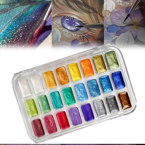 Nurila Aquarellfarben Set, 24 Farben Wasserfarbkasten,65g Tragbarer Box Für Anfänger Und Profis, Perfekt Für Anfänger Und Profis, Das Ideale Geschenk Künstler Und Malerei-Liebhaber von Nurila