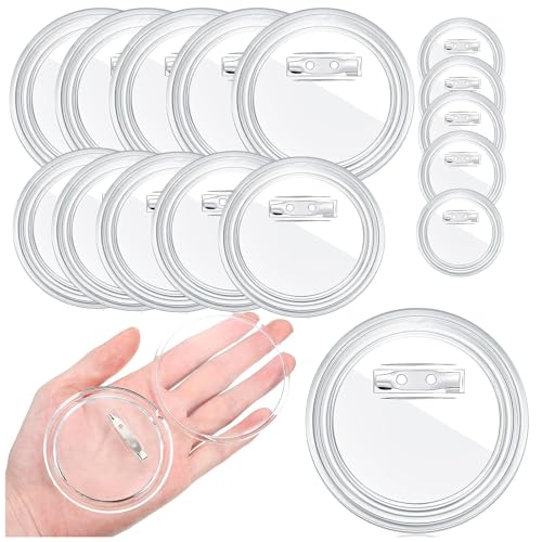 Nurila Buttons Selber Machen, 15 Stk Transparente Buttons Anstecker Selbst Gestalten, Buttons Anstecker Acryl Abzeichen Button für Foto Kleidung Bild, Foto, Kleidung, Schule (25-58-75mm) von Nurila