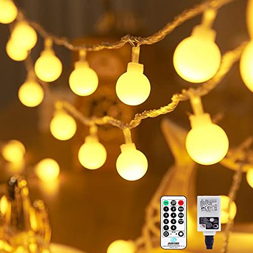 Led Lichterkette, 13M 100 LED Kugel Partybeleuchtung Strom, Globe Lichterkette Mit Timer, MerkFunktion, Fernbedienung, Ideale Lichterkette Mit Stecker für Innen, Hochzeit, Außen Warmweiß… von Nurkoo