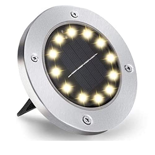 Nurkoo [1 Stücke] Solar Bodenleuchte Aussen, 12 LEDs Solarleuchten 800mAh Disk Lights Mit Upgrade Solarpanel Gartenleuchte Solarlampe Solar Strahler Deko für Rasen,Gehweg,Pool,Terrassen(WarmWeiß) von Nurkoo