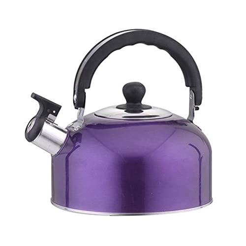 3 Liter Pfeifender Camping-Wasserkocher, Edelstahl-Camping-Wasserkocher Gasherd, Reise-Wasserkocher mit Klappgriff und Aufklappbarem Ausgießer Camping, Angeln, (lila) von Nurnesy