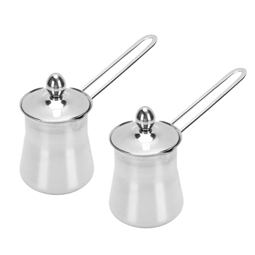 Nurnesy 2 PCs Türkische Kaffeetöpfe - 15 Unzen Edelstahl -Herdmilch- und Butterwärmer- und Schokoladenschmelzpfanne von Nurnesy