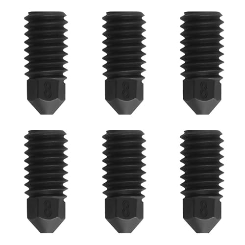 Nurnesy 6 Stück 0,8 Mm Düsen aus Gehärtetem Stahl – Hochtemperaturbeständiges Ersatzset für H2D-3D-Drucker von Nurnesy