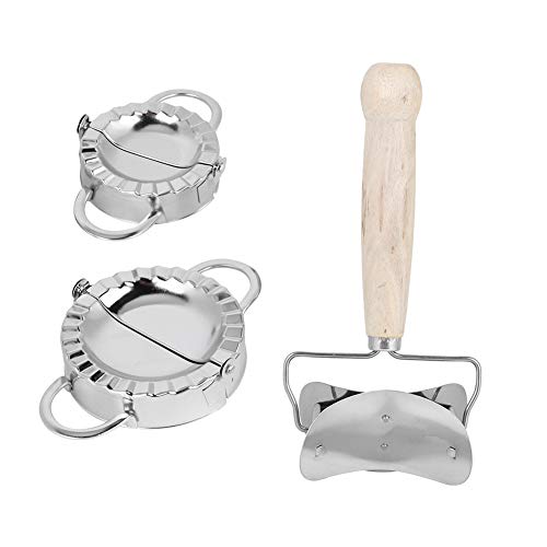 Nurnesy Edelstahl -Knödelhersteller Set mit Hölzernem Griff Knödel Press -Hülle -Form -Werkzeug Zum Herstellen von Knödeln Kuchen Wontons Küchenutensilien von Nurnesy