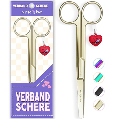 Nurse is Love Mayo Schere, Verbandsschere Pflege, Verbandschere Krankenschwester Schere aus Edelstahl scharf, abgerundete Spitze | für rettungsschere | Trauma schere mit bunt Designs | von Nurse is Love