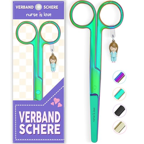 Nurse is Love Mayo Schere, Verbandsschere Pflege, Verbandschere Krankenschwester Schere aus Edelstahl scharf, abgerundete Spitze | für rettungsschere | Trauma schere mit bunt Designs | von Nurse is Love