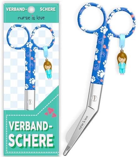 Nurse is Love Verbandsschere Pflege, Verbandschere Krankenschwester Schere aus Edelstahl scharf, abgerundete Spitze | für rettungsschere | Trauma schere mit bunt Designs | krankenschwester von Nurse is Love