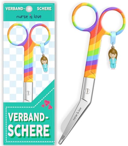 Nurse is Love Verbandsschere Pflege, Verbandschere Krankenschwester Schere aus Edelstahl scharf, abgerundete Spitze | für rettungsschere | Trauma schere mit bunt Designs | krankenschwester von Nurse is Love