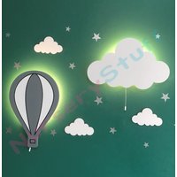 2Er Set, Wolke & Heißluftballon Wandleuchte, Kinderzimmer Dekor, Babyzimmer Nachtlicht, Beleuchtung, Kinder Wandlampe, Baby Shower Geschenk von NurseryStuff