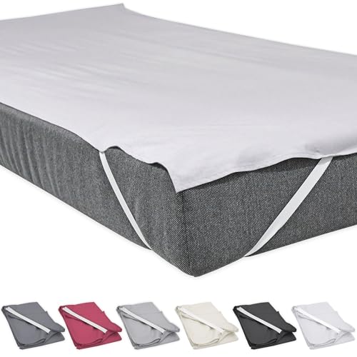 Bettlaken ohne Gummizug 100 x 200 cm Grau mit 4 Eckgummis rutschfest Uni Baumwolle Glatte Einfache Klassische Bettücher Doppelbett Singles Einzelbett Laken von Nurtextil24