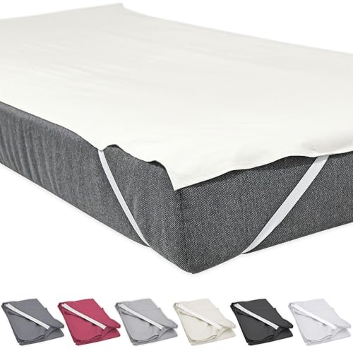 Bettlaken ohne Gummizug 140 x 200 cm Creme mit 4 Eckgummis rutschfest Uni Baumwolle Glatte Einfache Klassische Bettücher Doppelbett Singles Einzelbett Laken von Nurtextil24