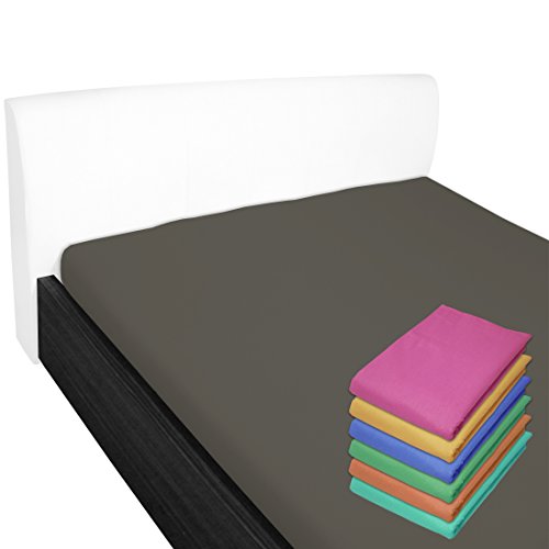 Nurtextil24 Bettlaken 100% Baumwolle 28 Farben und 4 Größen ohne Gummizug Anthrazit 100 x 170 cm von Nurtextil24