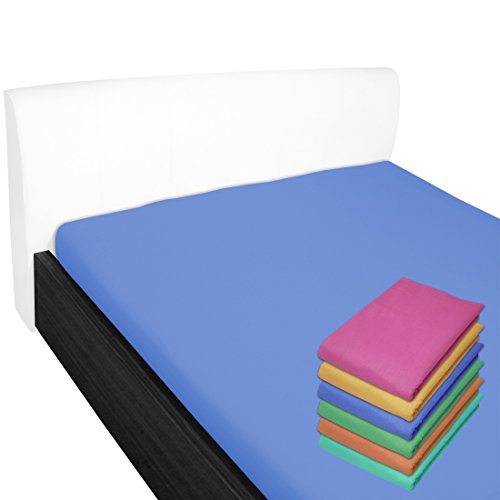 Nurtextil24 Bettlaken 100% Baumwolle 28 Farben und 4 Größen ohne Gummizug Blau 100 x 170 cm von Nurtextil24