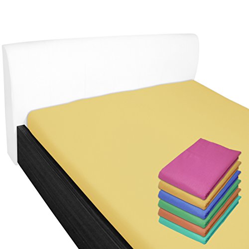 Nurtextil24 Bettlaken 100% Baumwolle 28 Farben und 4 Größen ohne Gummizug Gelb 240 x 250 cm von Nurtextil24