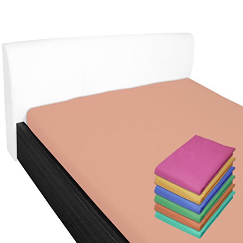 Nurtextil24 Bettlaken 100% Baumwolle 28 Farben und 4 Größen ohne Gummizug Lachs 150 x 240 cm von Nurtextil24