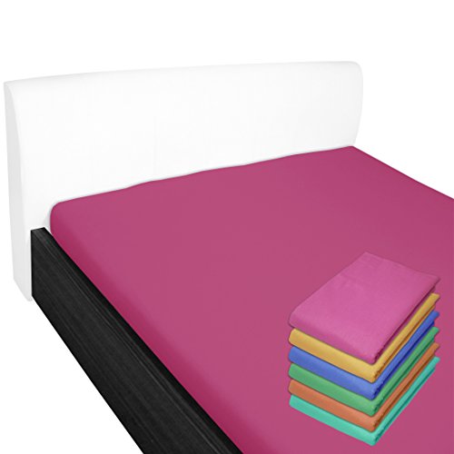 Nurtextil24 Bettlaken 100% Baumwolle 28 Farben und 4 Größen ohne Gummizug Pink 100 x 170 cm von Nurtextil24