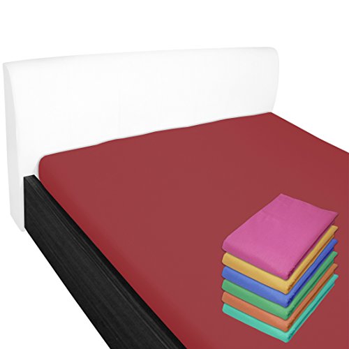 Nurtextil24 Bettlaken 100% Baumwolle 28 Farben und 4 Größen ohne Gummizug Rot 100 x 170 cm von Nurtextil24